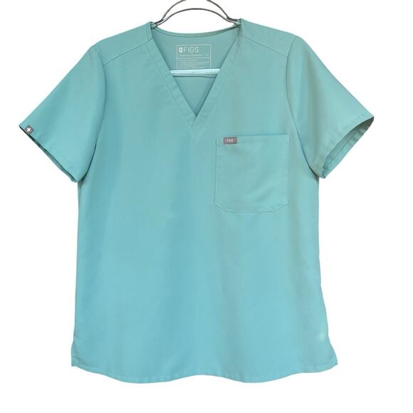 Figs Tops - Figs Womens Catarina One Pocket Scrub Top Medium Blue Nursing Medical ER